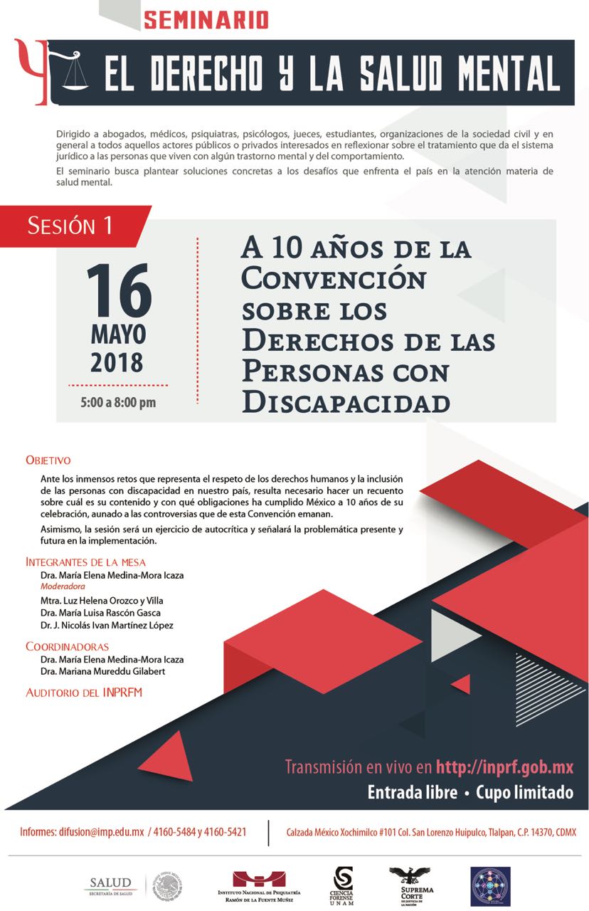 Invitación al seminario El Derecho Y La Salud Mental Licenciatura en Ciencia Forense